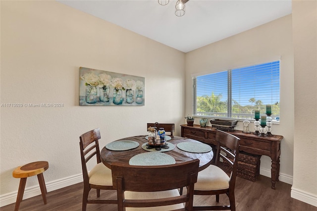 dining area featuring dark hardwood / wood-style flooring