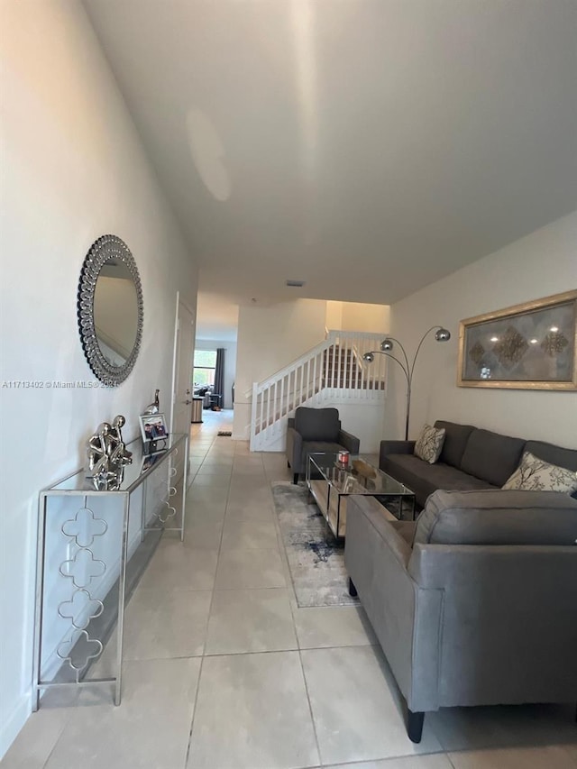 view of tiled living room