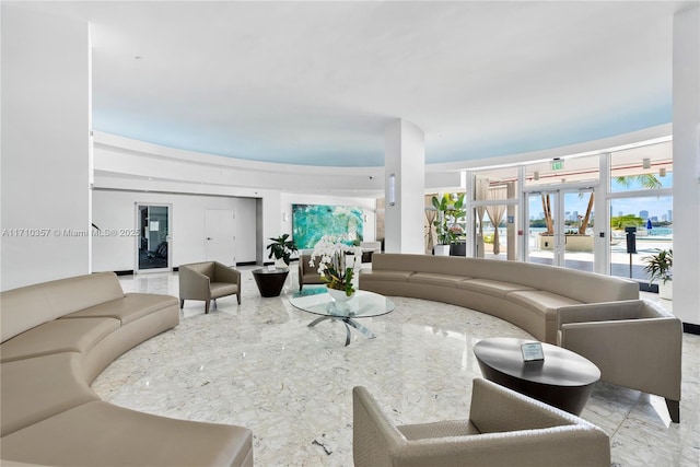 living area with french doors