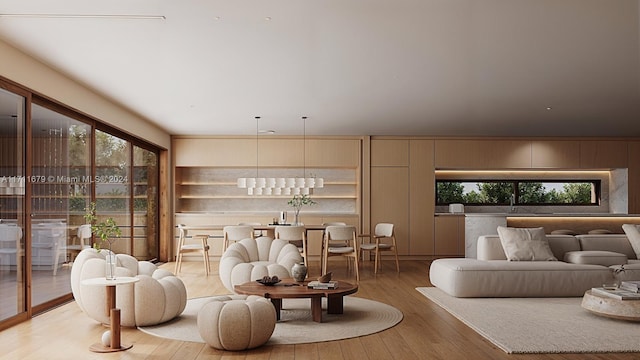 living room featuring light hardwood / wood-style flooring