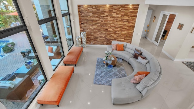 view of tiled living room