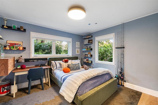 bedroom featuring dark hardwood / wood-style floors