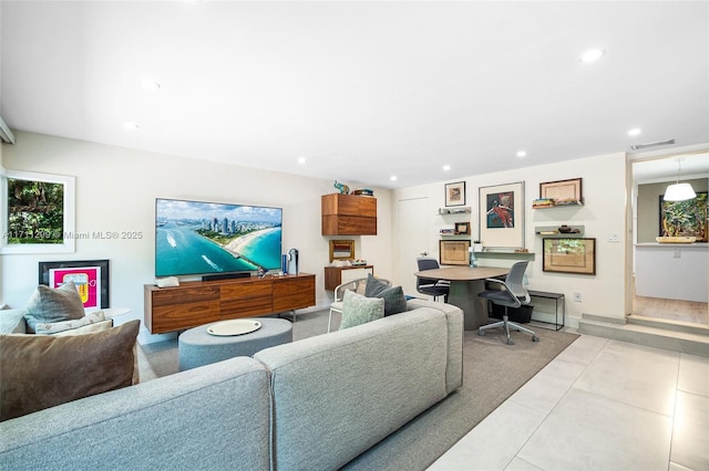 view of tiled living room