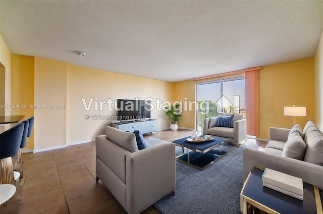 view of tiled living room