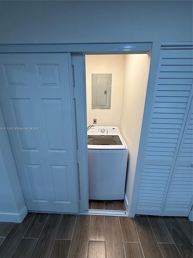 washroom with washer / dryer and electric panel