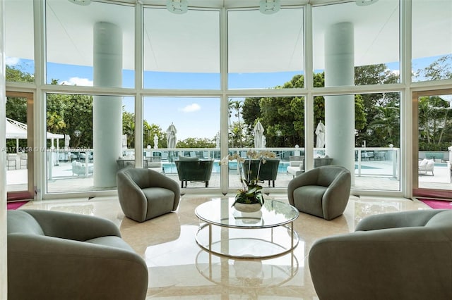 sunroom with a healthy amount of sunlight