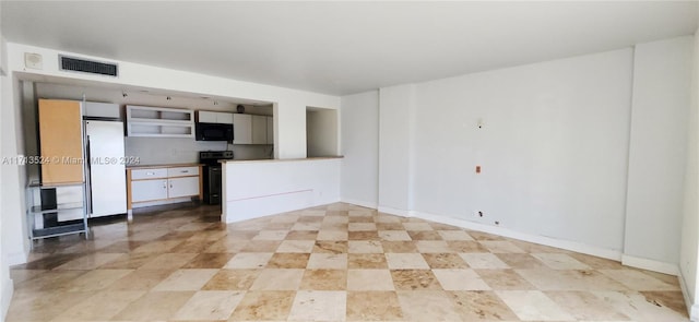 kitchen featuring white cabinets and black appliances