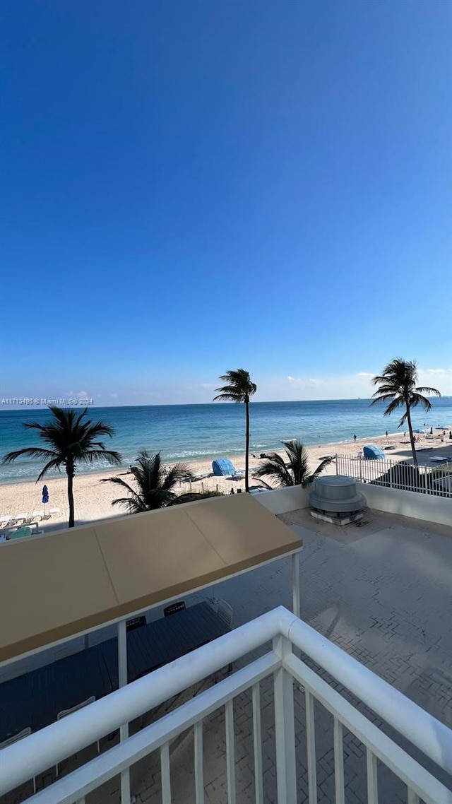 property view of water featuring a view of the beach