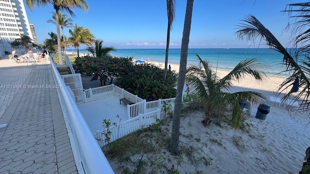 view of water feature featuring a beach view