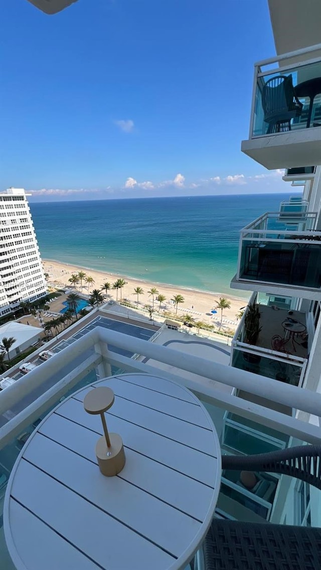 view of water feature featuring a view of the beach