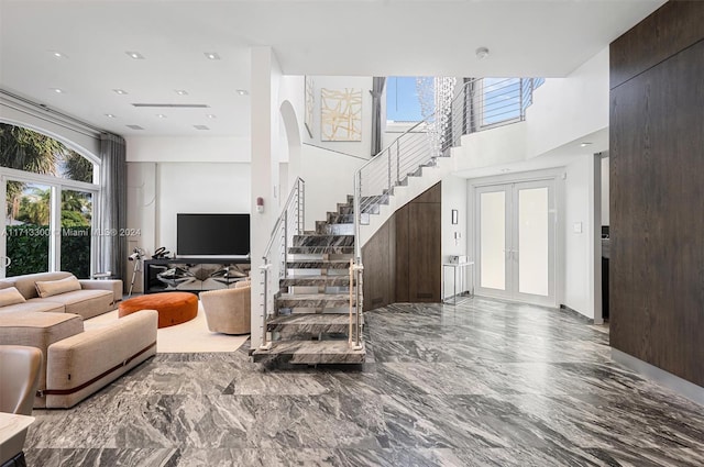 living room featuring french doors