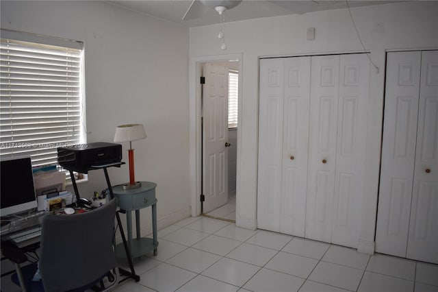 view of tiled home office