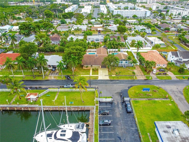 bird's eye view featuring a water view