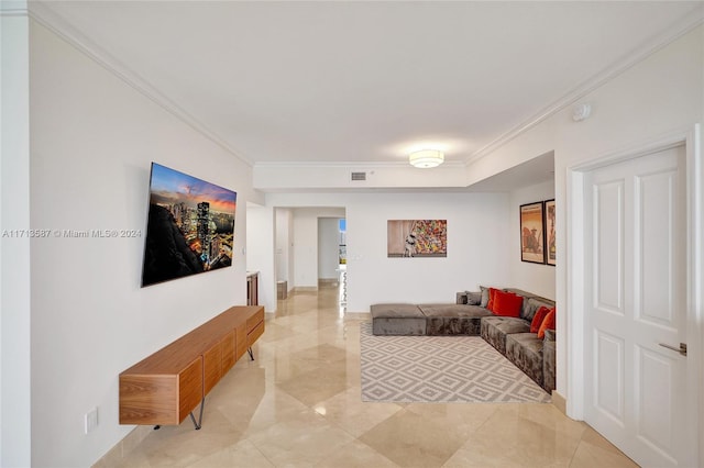 interior space with crown molding