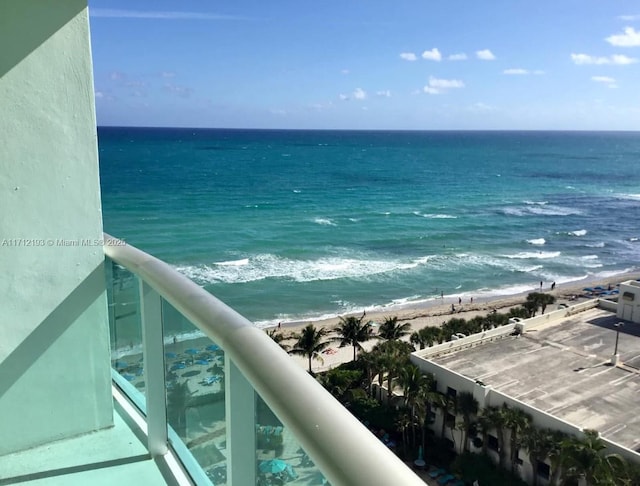 view of water feature featuring a view of the beach