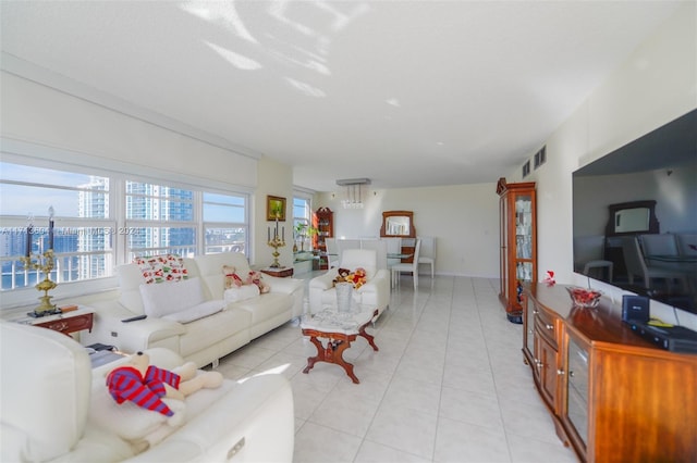 view of tiled living room