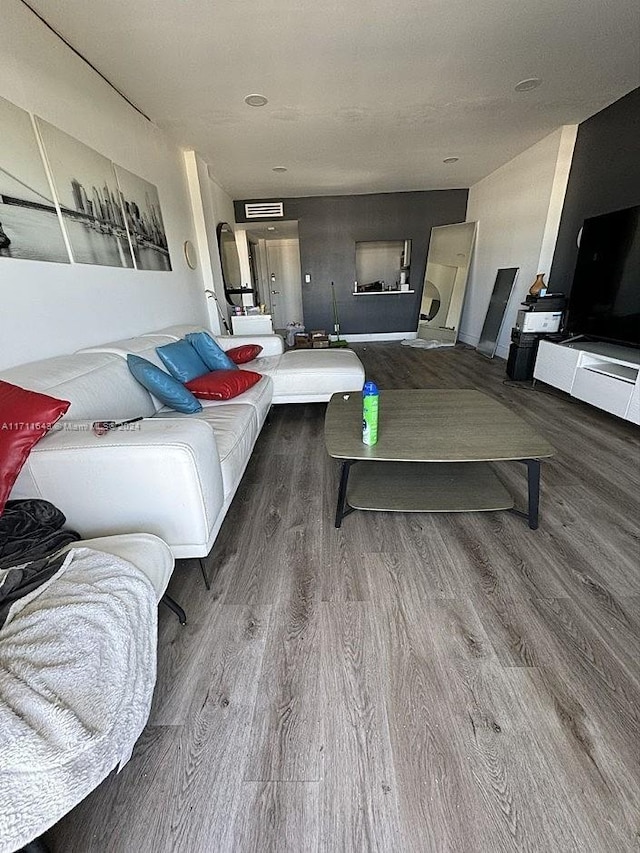 living room featuring wood-type flooring