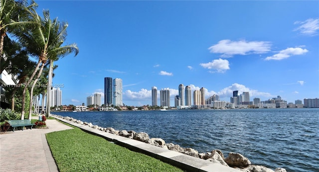 property view of water with a view of city
