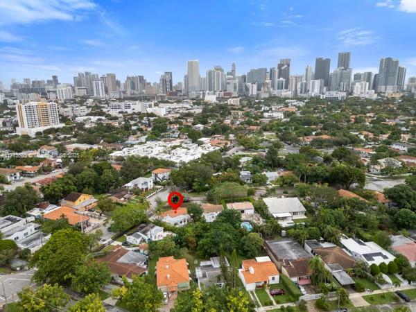 aerial view featuring a city view