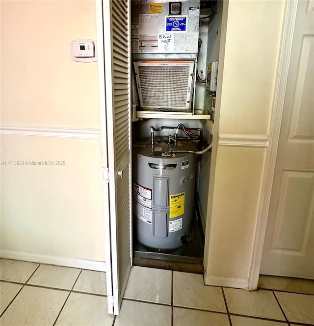 utility room with electric water heater