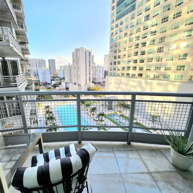 balcony featuring a view of city