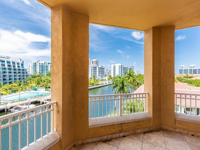 balcony with a water view