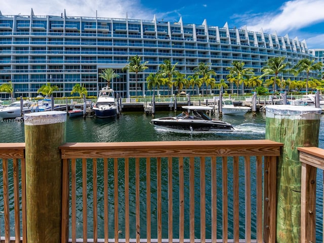 view of dock featuring a water view