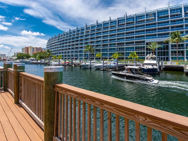 view of dock featuring a water view