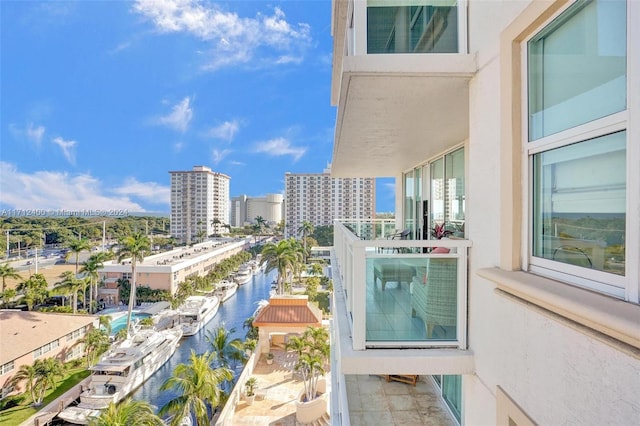 balcony with a water view