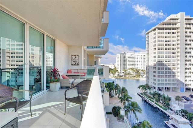 balcony with a water view