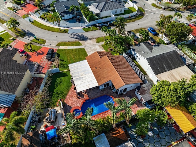 drone / aerial view featuring a residential view