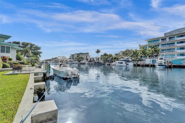 dock area featuring a water view