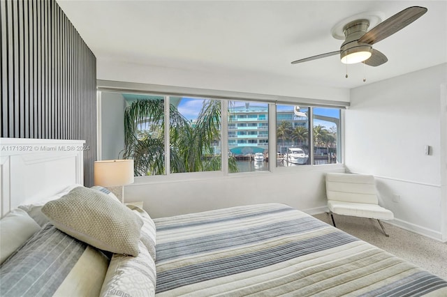 bedroom featuring ceiling fan