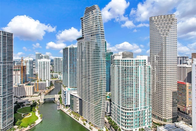 view of city with a water view