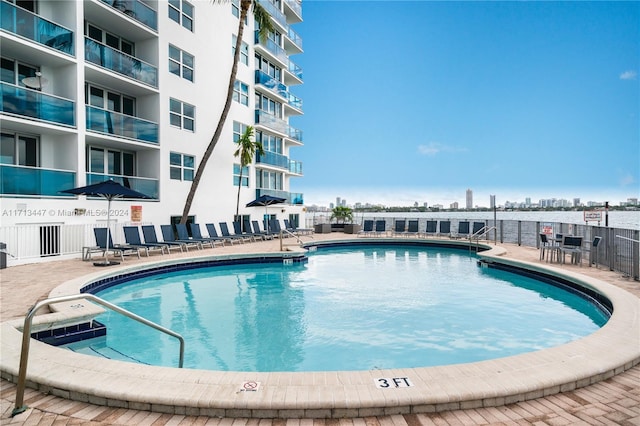 view of pool featuring a patio area