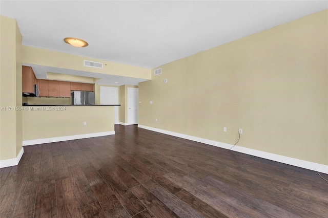 unfurnished living room featuring dark hardwood / wood-style floors