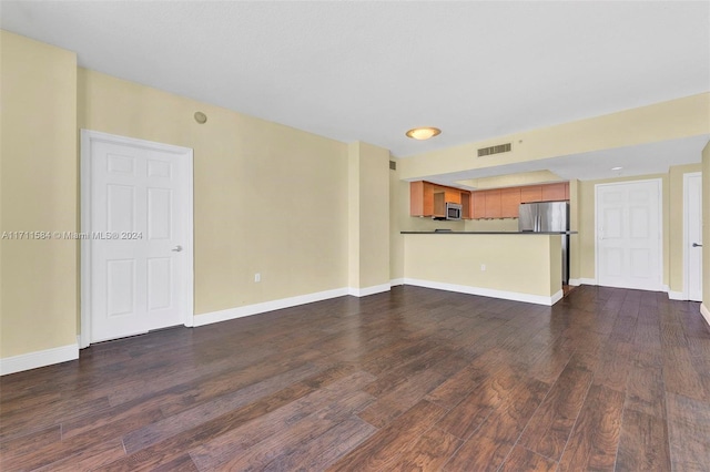 unfurnished living room featuring dark hardwood / wood-style floors