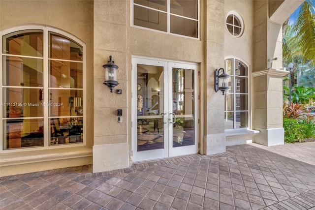 doorway to property with french doors