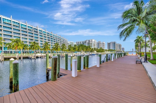 dock area featuring a water view