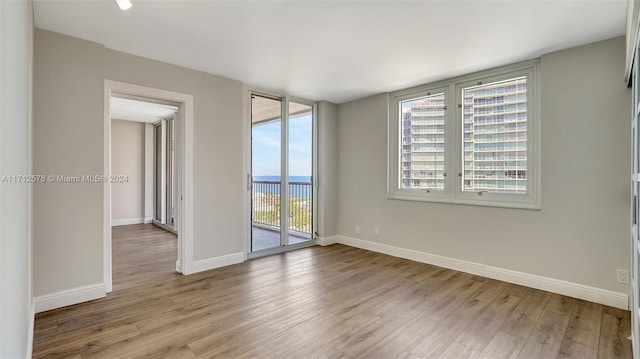 unfurnished room with light wood-type flooring