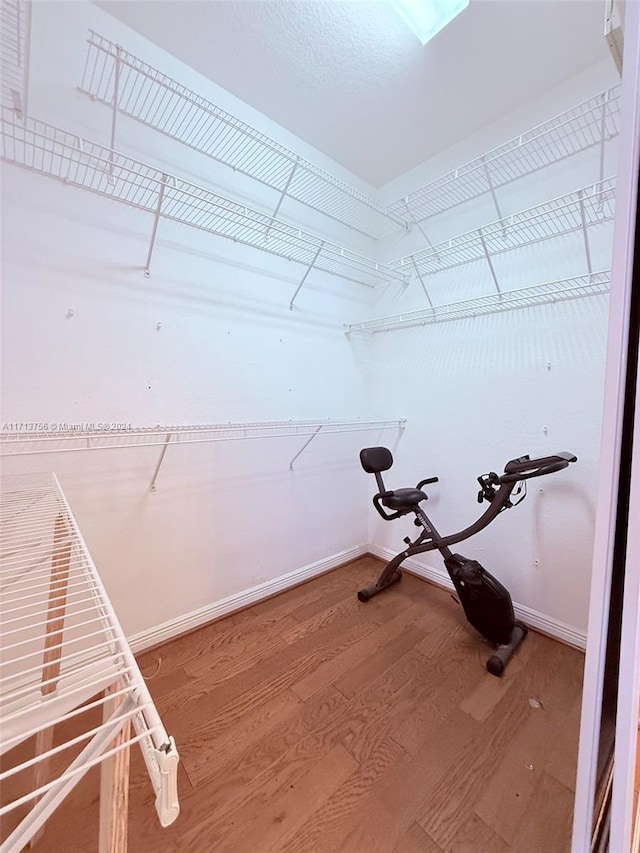 walk in closet featuring hardwood / wood-style flooring