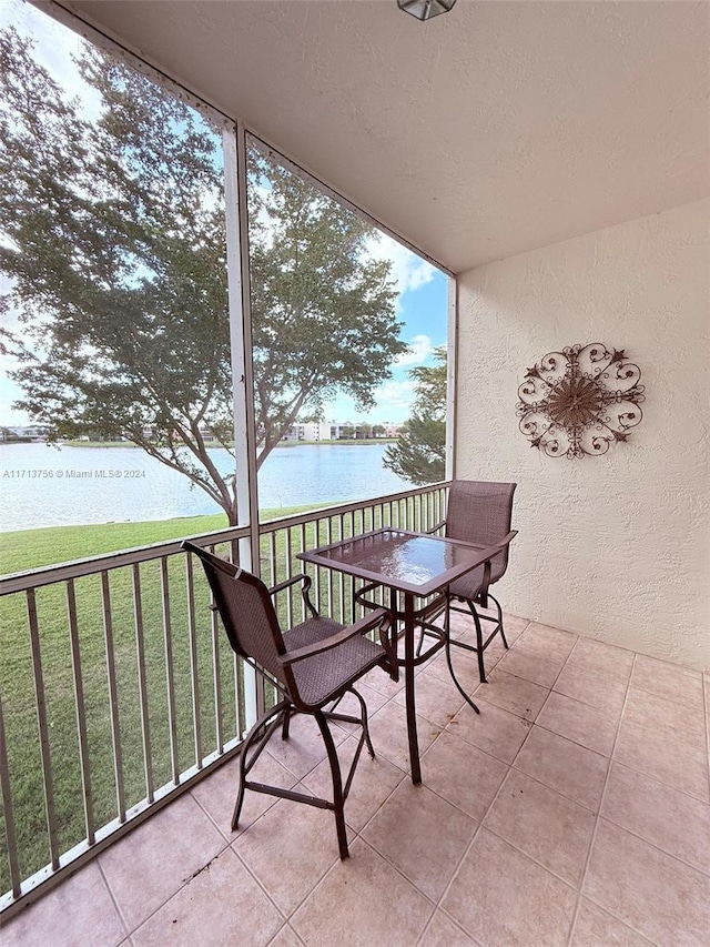 balcony with a water view