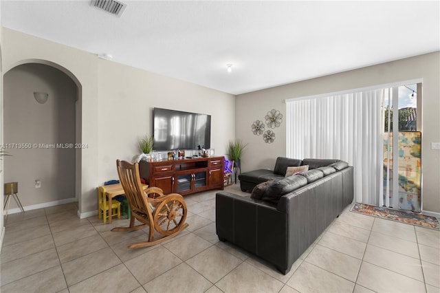 view of tiled living room