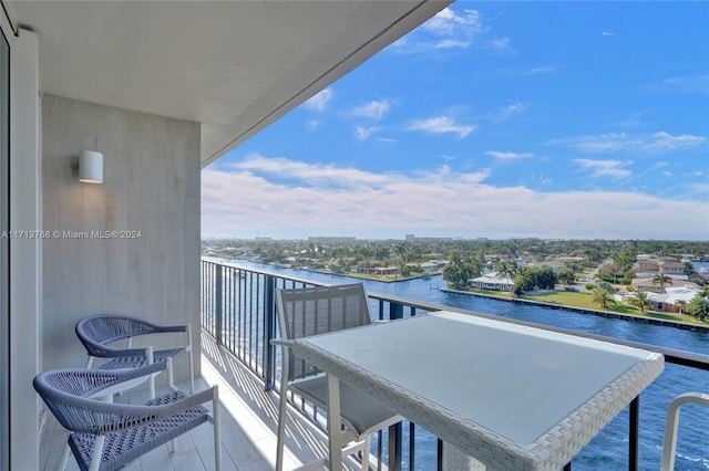 balcony with a water view