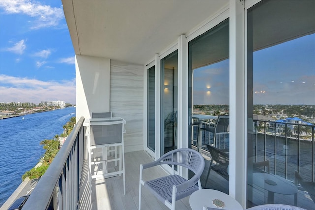 balcony with a water view