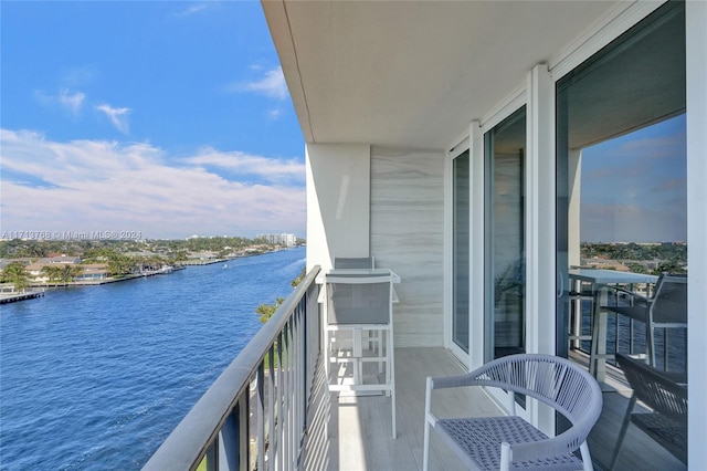 balcony with a water view