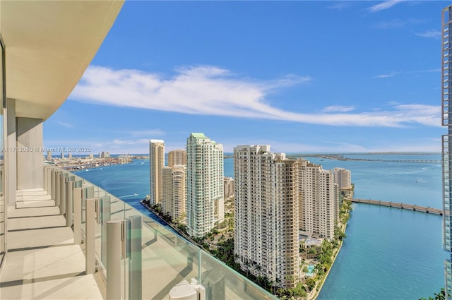 balcony with a water view