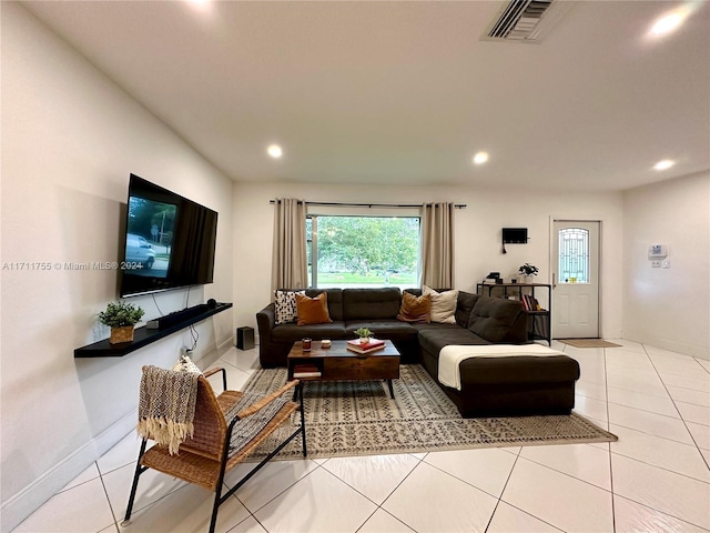 view of tiled living room