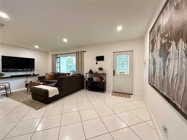 view of tiled living room