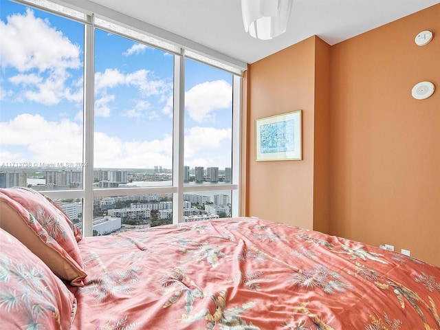 bedroom with expansive windows